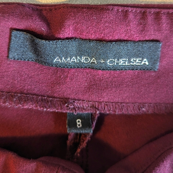 AMANDA+CHELSEA Maroon Slim Straight Leg Pants with Side Zipper Size 8 - Picture 4 of 5